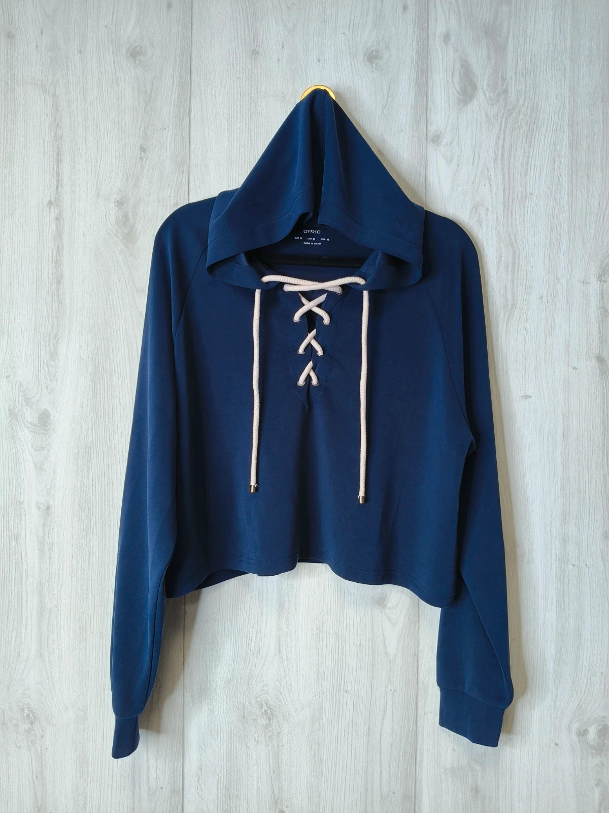 Sweat à capuche Oysho Soft Touch modal bleu marine à capuche laçage – M