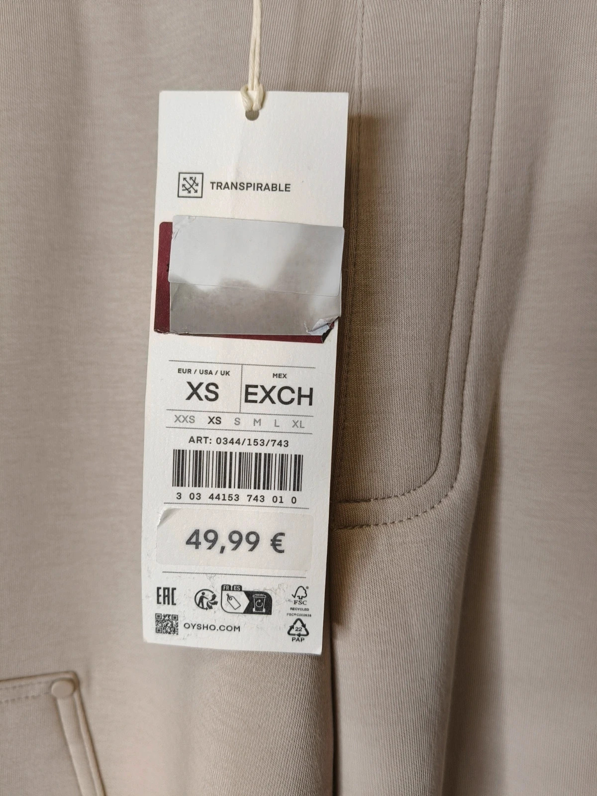 OYSHO Pantalon large style cargo beige – XS /S – Neuf avec étiquette – Zara – taille XS / 34 / 6 3