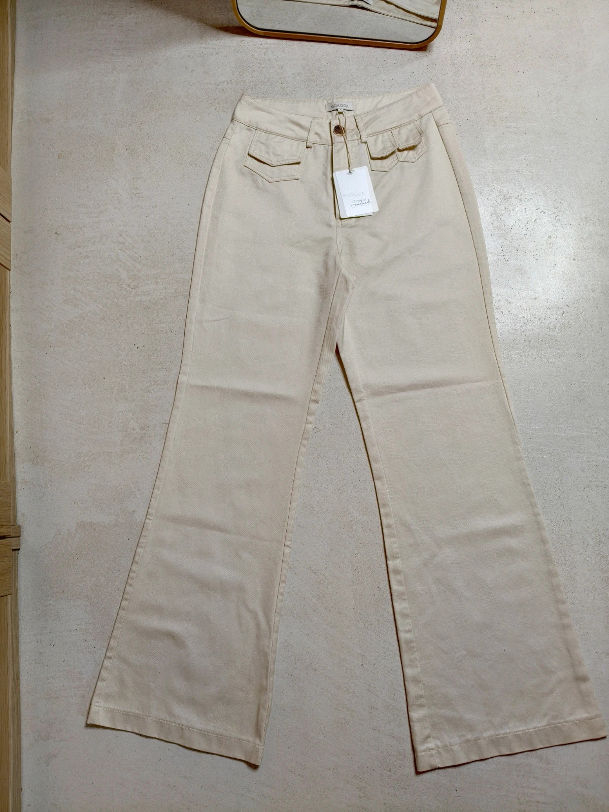 Pantalon GOA GOA écru taille haute flare / patte d’éléphant – neuf avec étiquette – Goa Goa – taille S / 36 / 8 2