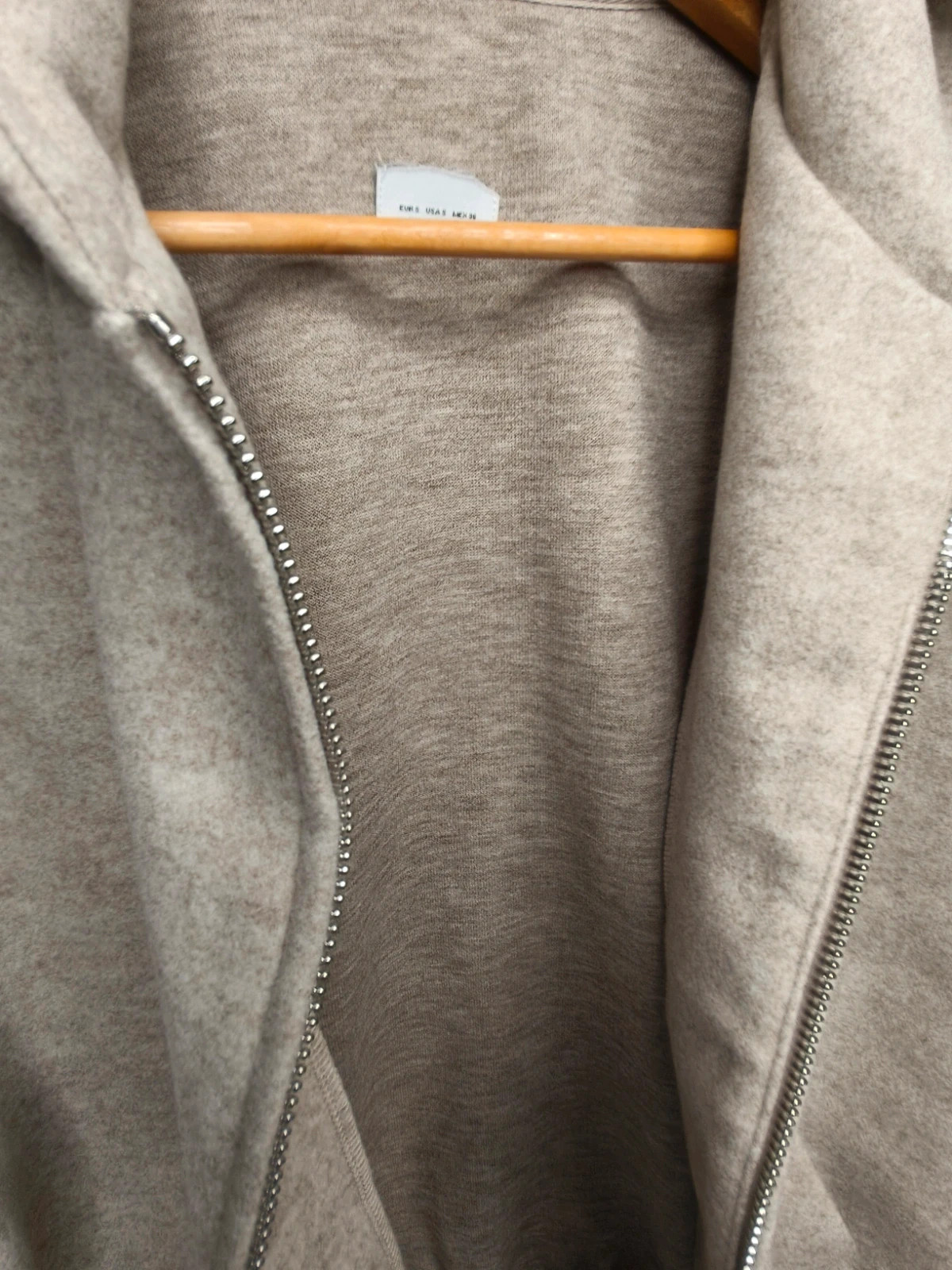 Veste sweat zippée oversize effet laine beige chiné – unisexe – S – degriffe – taille S / 36 / 8 4
