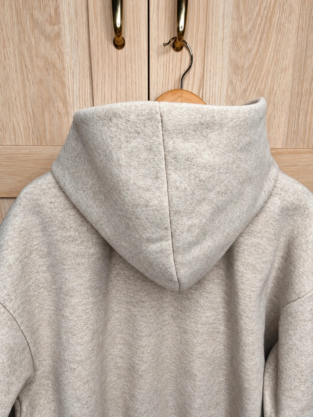 Veste sweat zippée oversize effet laine beige chiné – unisexe – S – degriffe – taille S / 36 / 8 3
