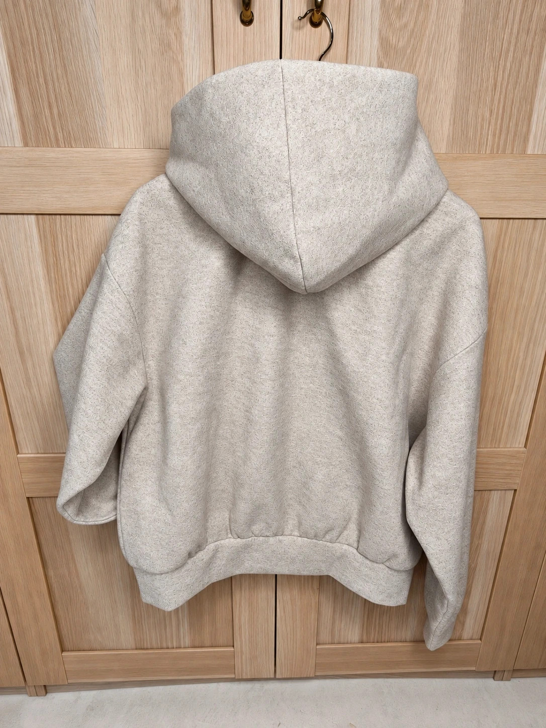 Veste sweat zippée oversize effet laine beige chiné – unisexe – S – degriffe – taille S / 36 / 8 2