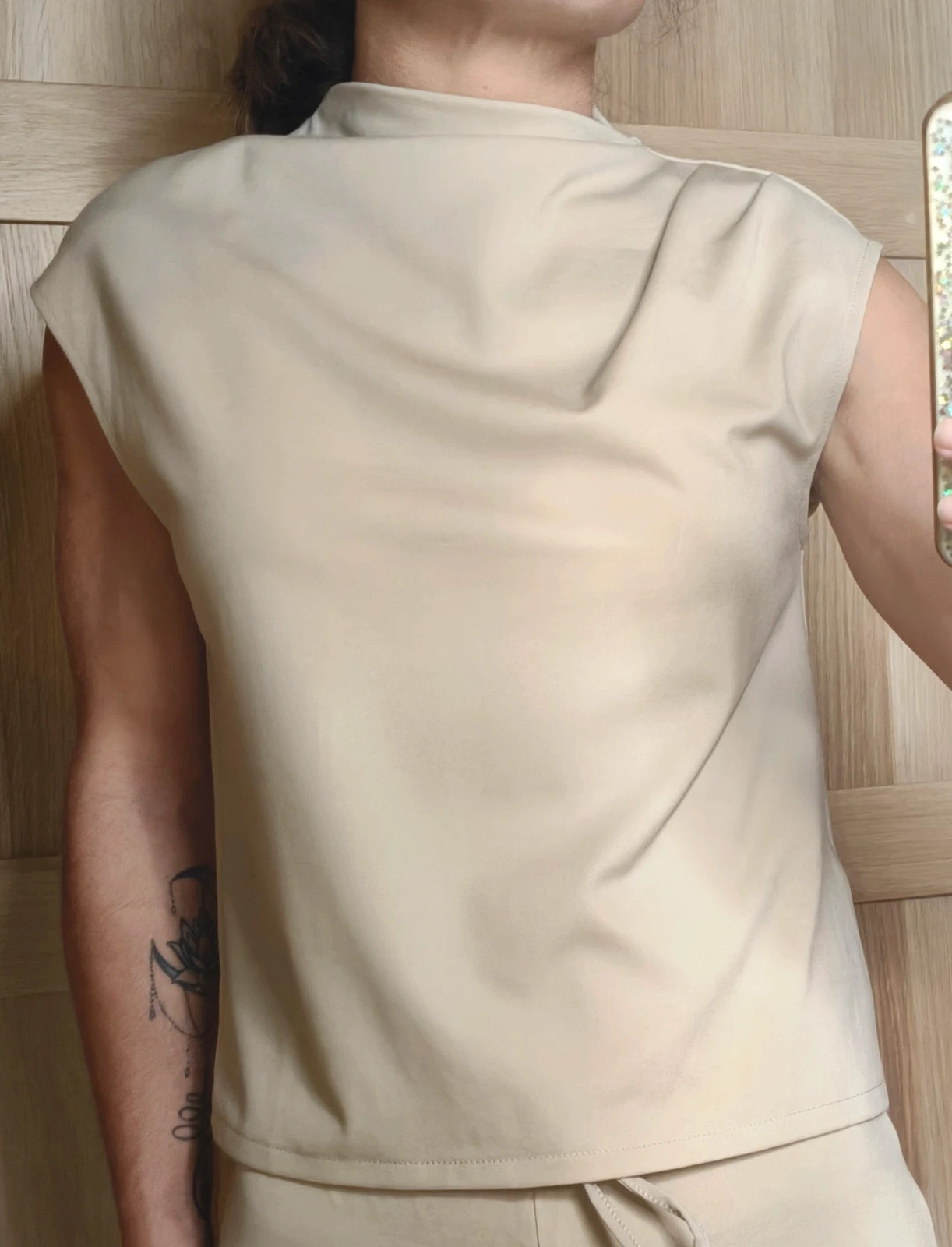 Top Mango écru col montant – XS – Mango – taille XS / 34 / 6 2