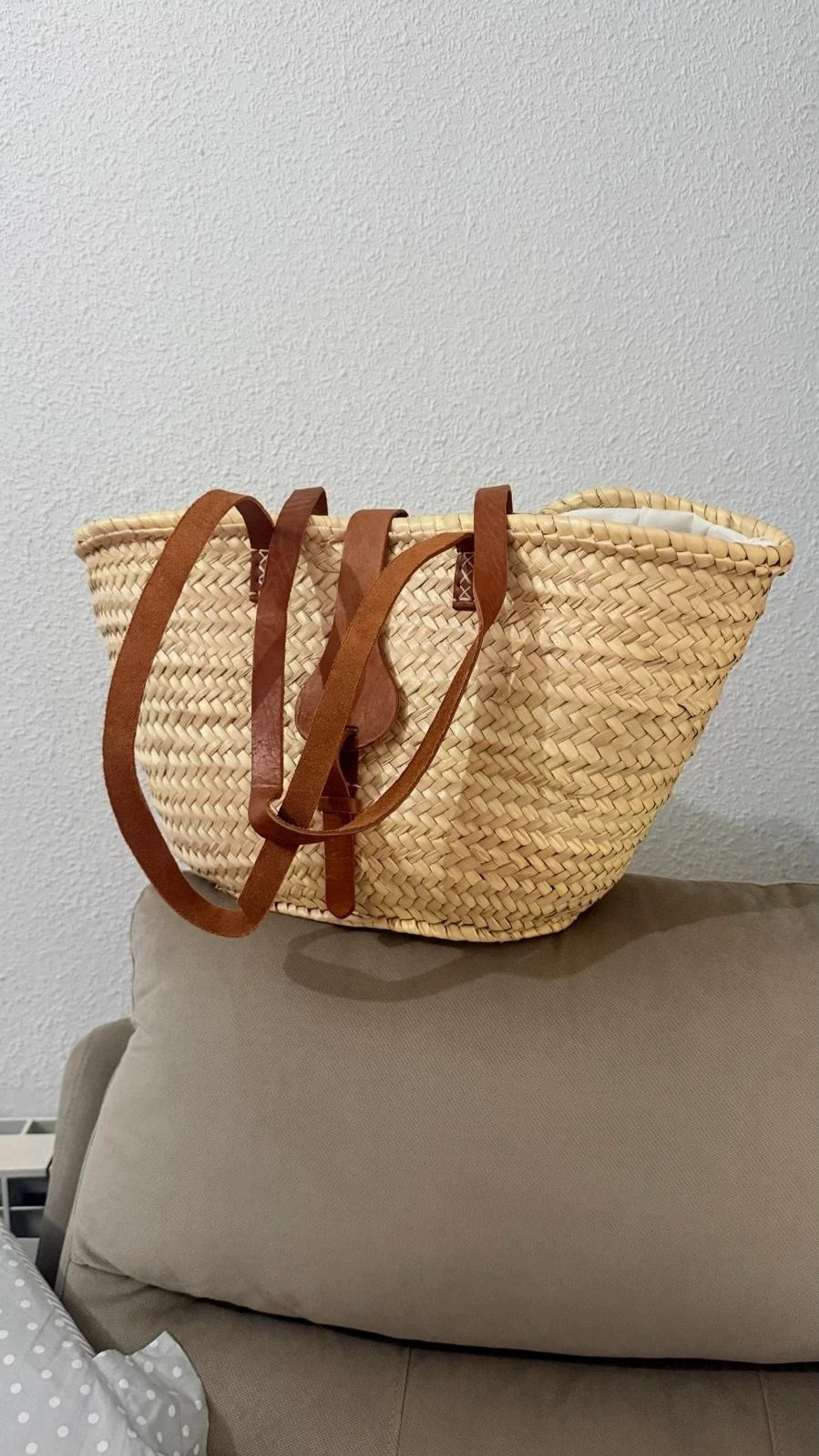 Beach straw bag basket with leather Panier / Nacelle cuir – The Genuine Leather 5