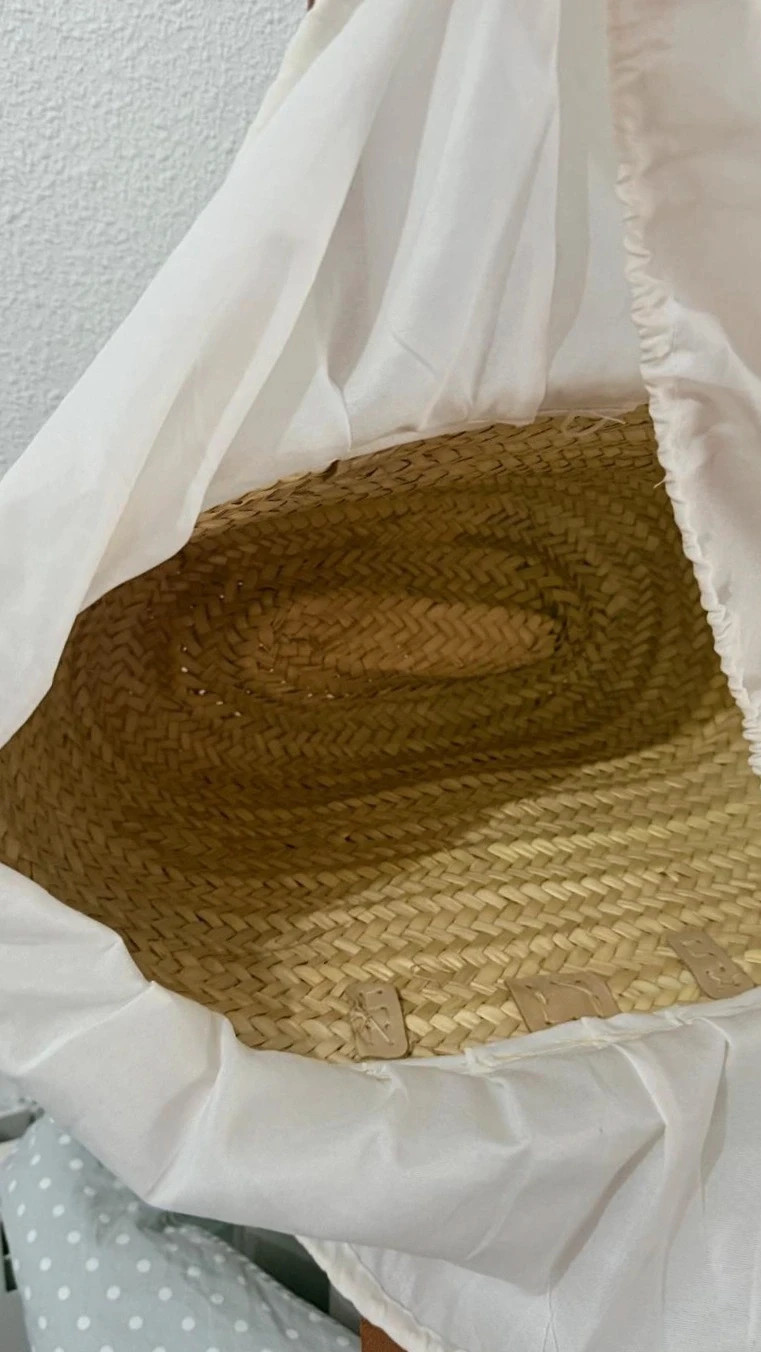Beach straw bag basket with leather Panier / Nacelle cuir – The Genuine Leather 4