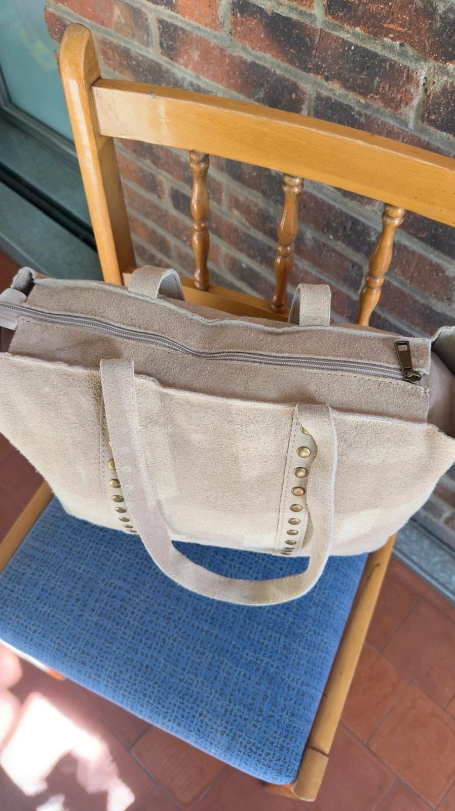 100% CUIR Sac a main tote beige femme format A4 cours – The Genuine Leather 3