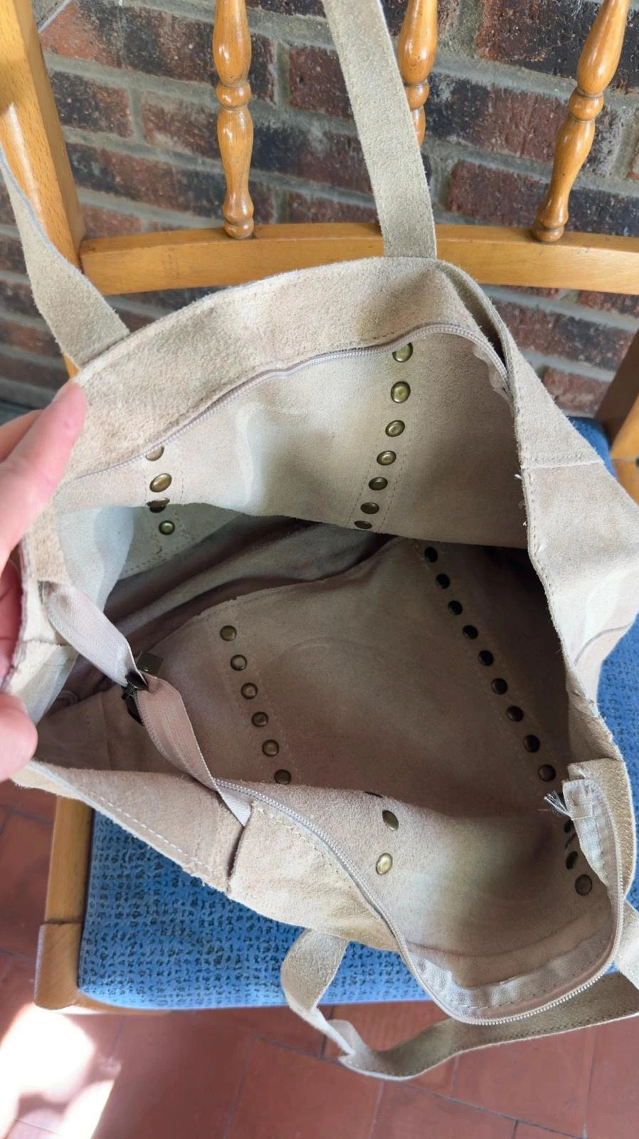 100% CUIR Sac a main tote beige femme format A4 cours – The Genuine Leather 2
