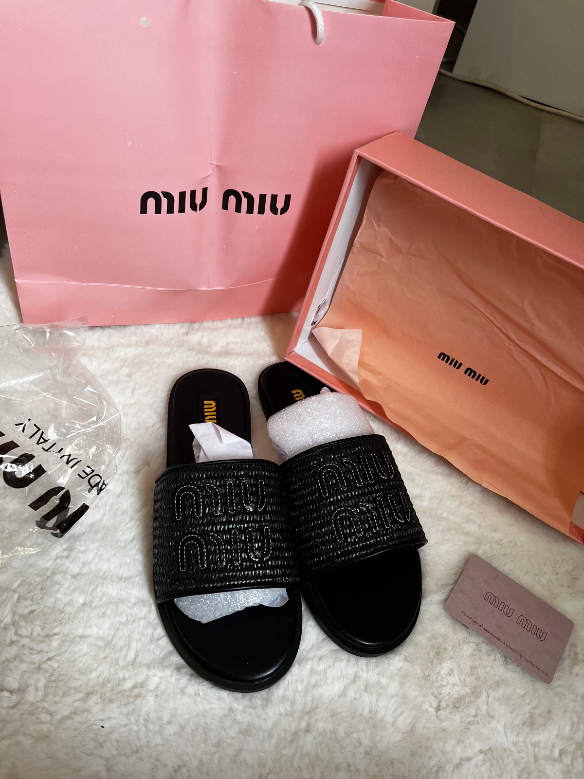 Miu Miu Black Slides Sandals