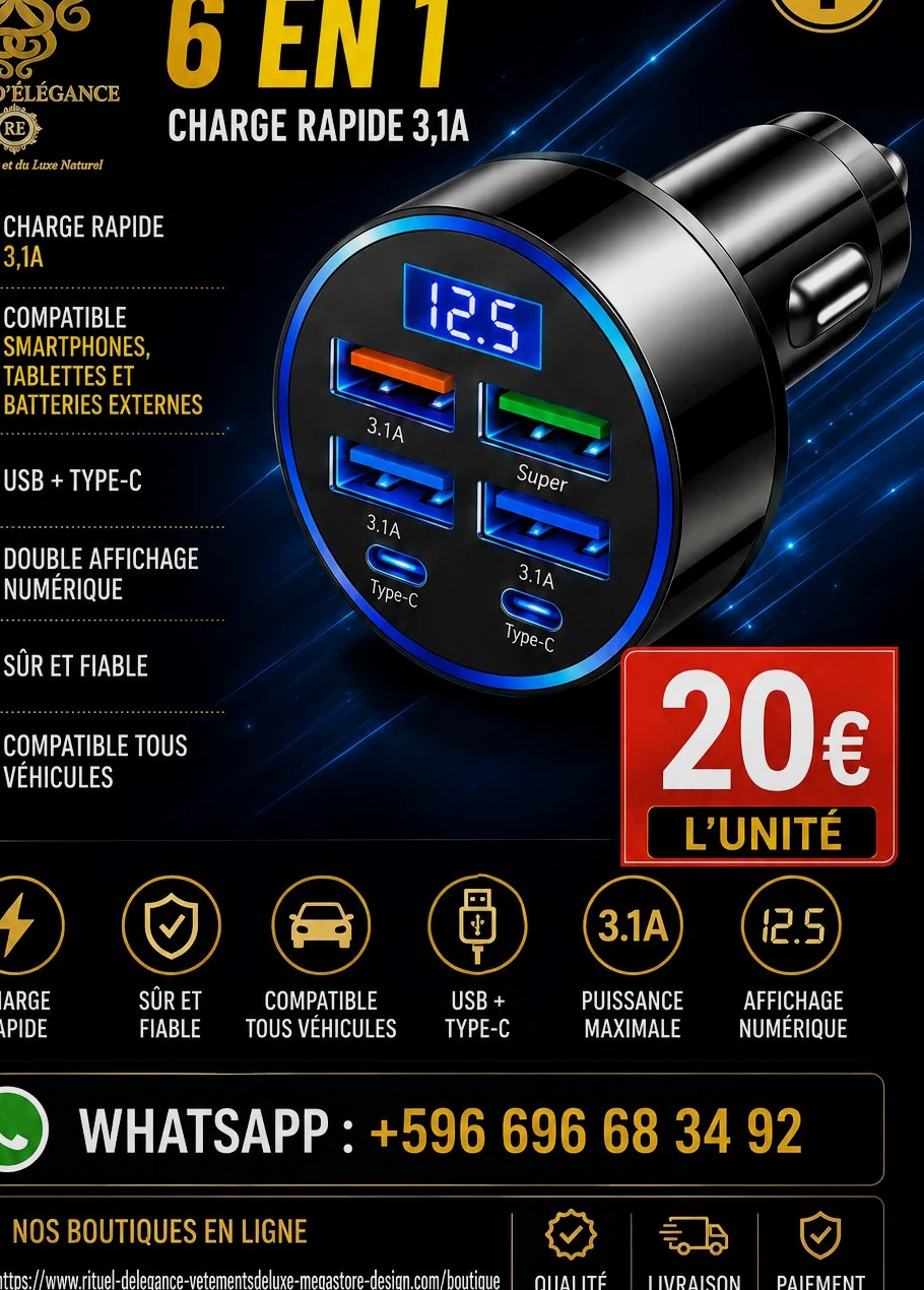Chargeur de voiture 6en1