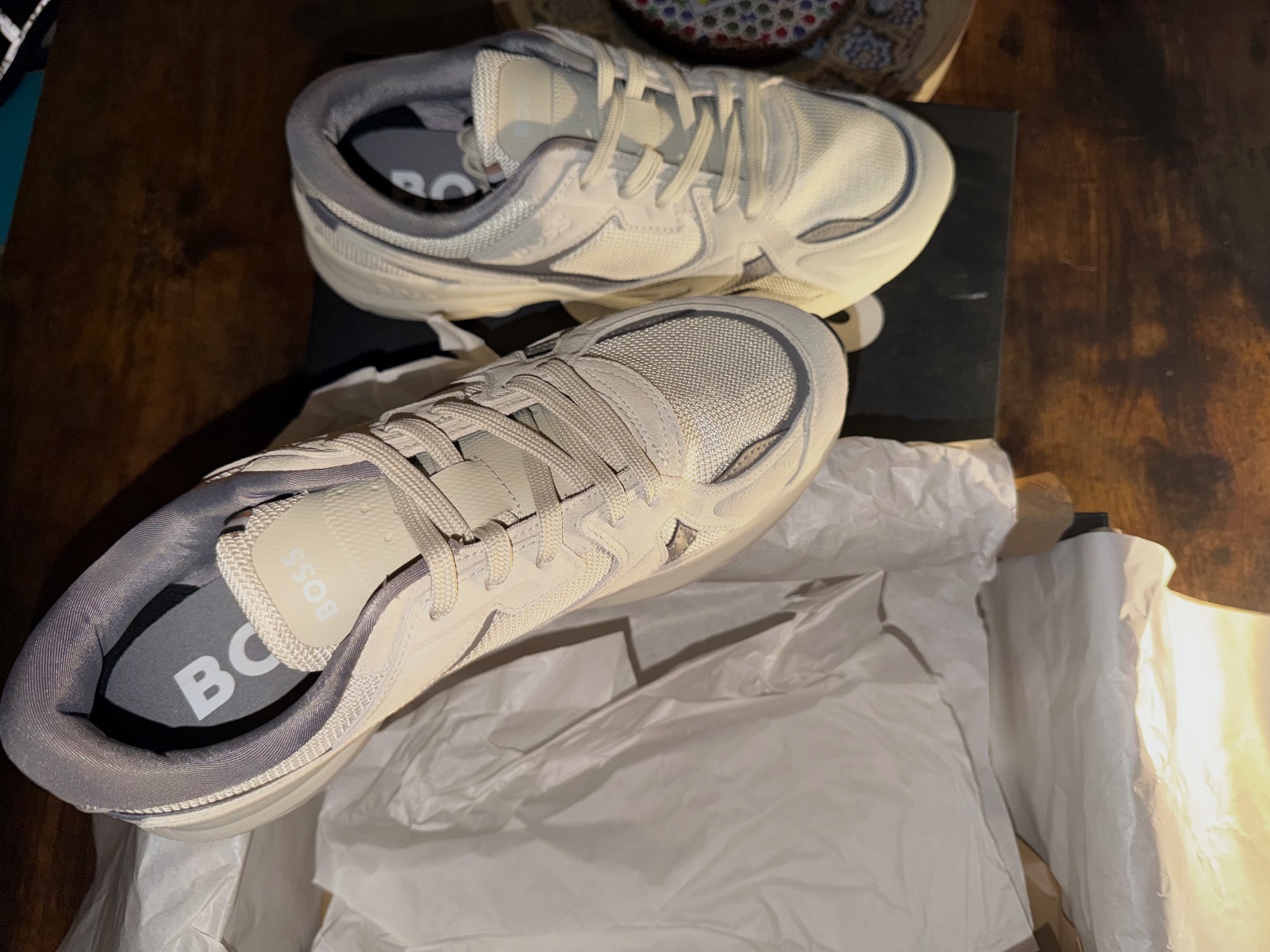 Baskets sneakers Boss beige et gris – Hugo Boss – taille EU 43 3