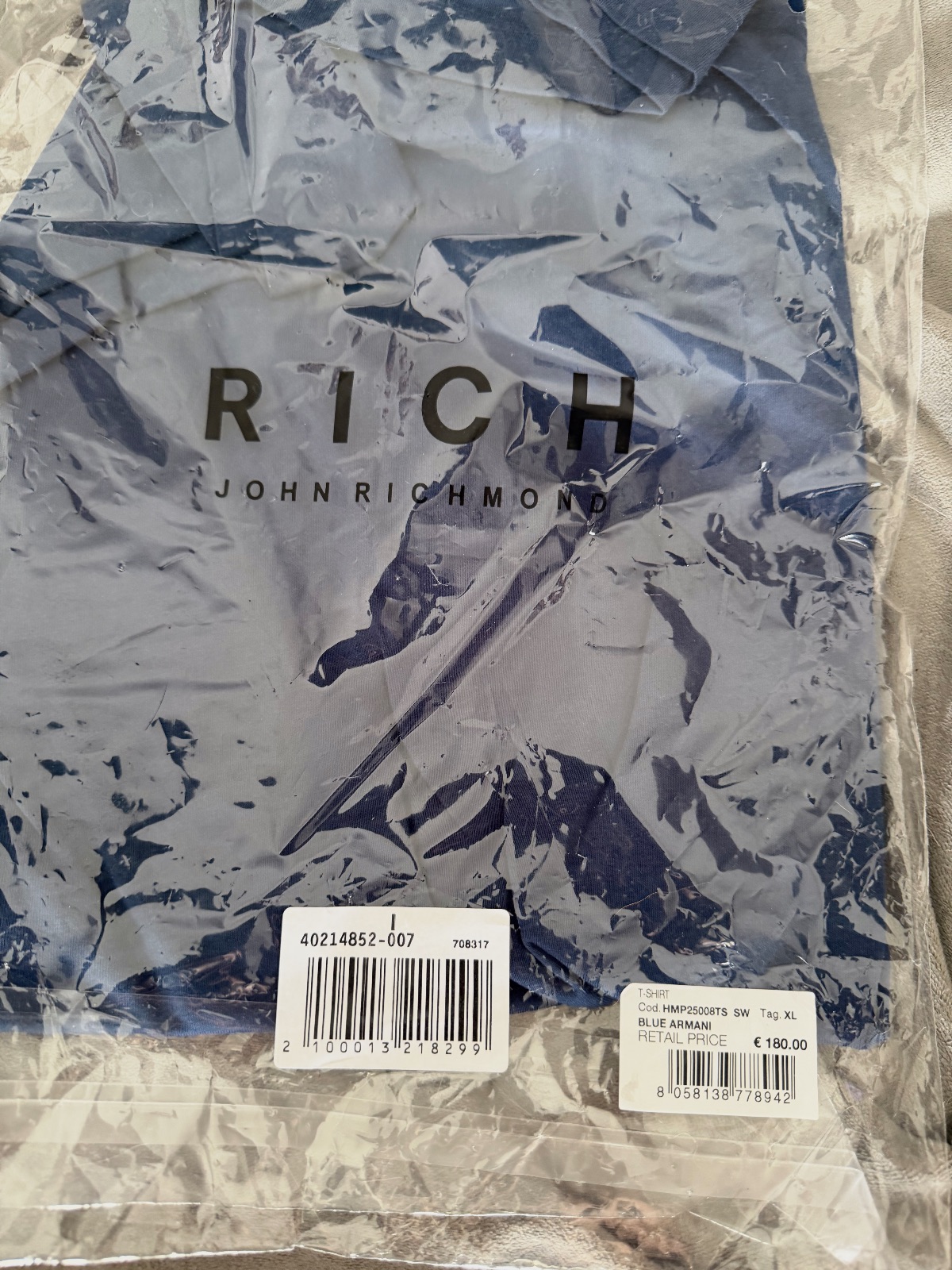 T-shirt John Richmond bleu imprimé RICH taille XL – John Richmond – taille XL 2