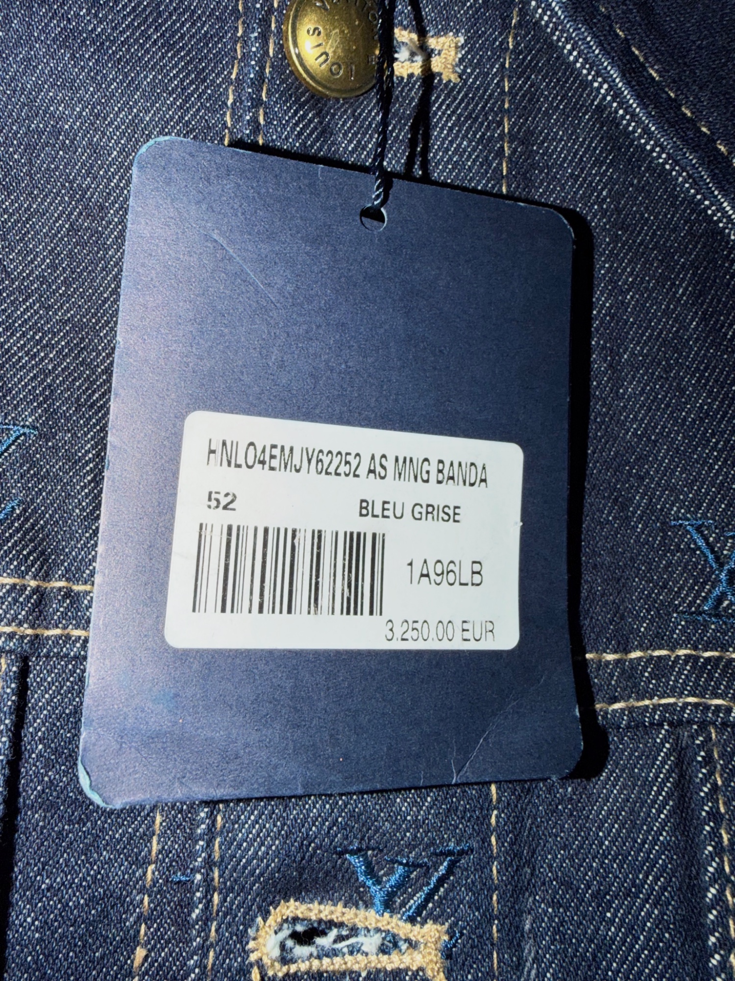 Veste en jean Louis Vuitton bleu marine
