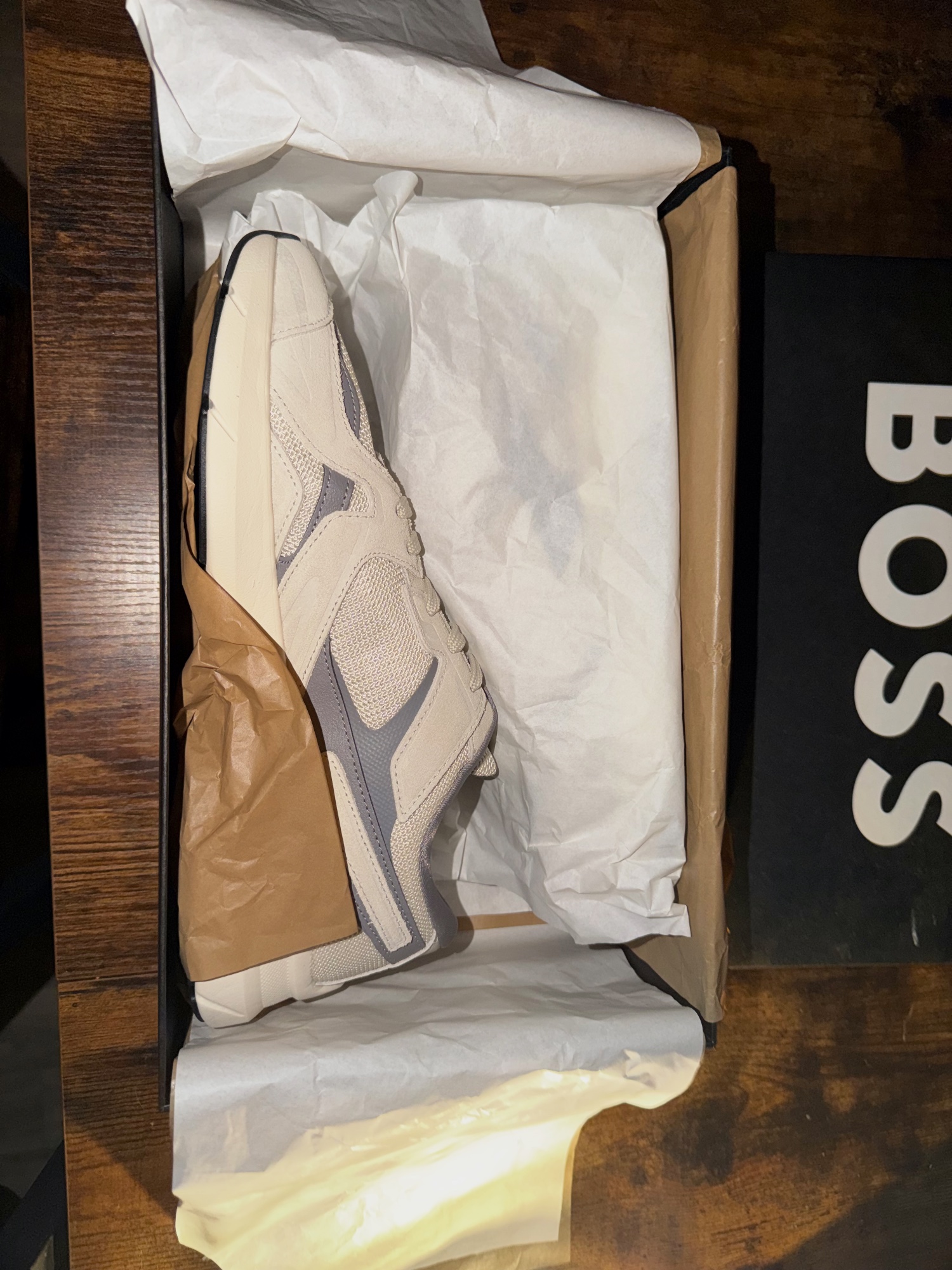 Baskets sneakers Boss beige et gris