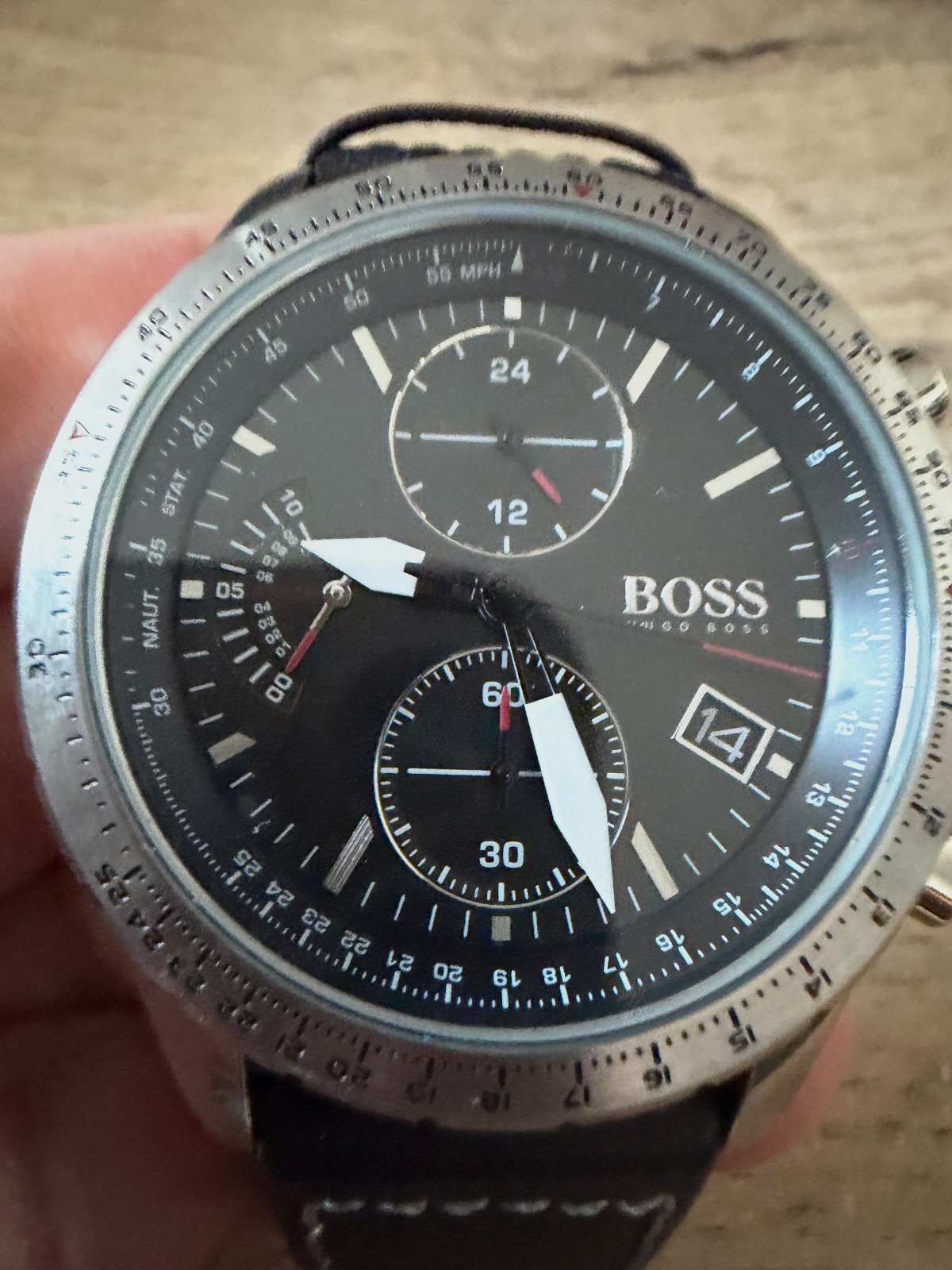 Montre chronographe Hugo Boss bracelet cuir noir – Hugo Boss – taille Taille unique 3