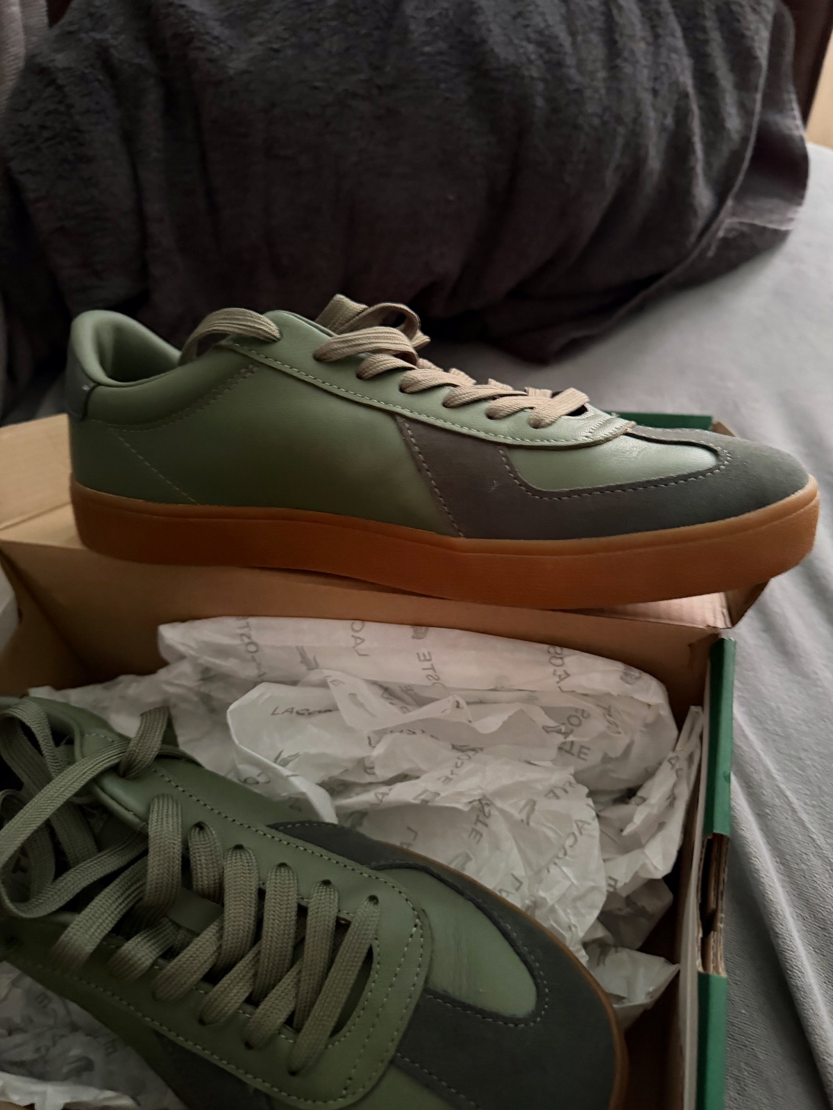 Baskets en cuir vert Lacoste – Lacoste – taille EU 43 3