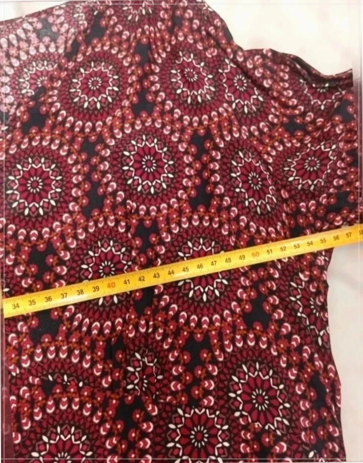 Vestido corto Boho TEx • Talla XL • Estampado Mandala Granate – TEX – taille XL / 42 / 14 5