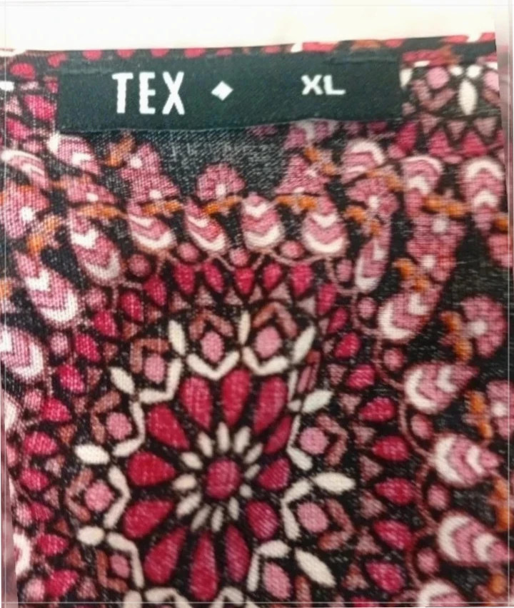 Vestido corto Boho TEx • Talla XL • Estampado Mandala Granate – TEX – taille XL / 42 / 14 4