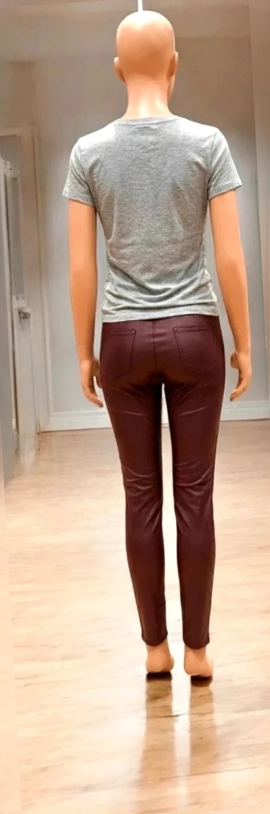 Leggings efecto Cuero Color Vino – cintura elástica - talla L/XL – taille L / 40 / 12 2