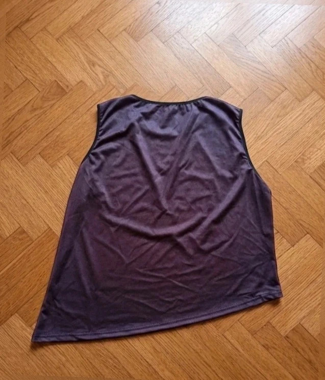 Top Asimétrico Marrón Oscuro Satinado / Talla xXL - camiseta sin mangas Elegante – taille XXL / 44 / 16 2