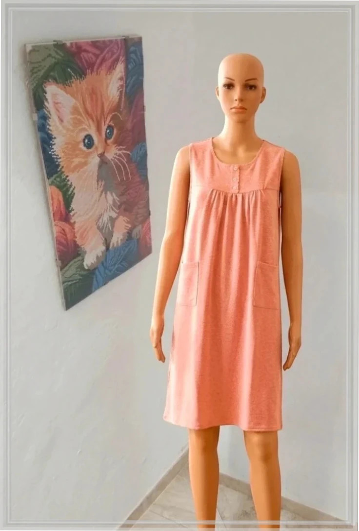 Vestido / bata De casa Rosa con bolsillos - Talla grande 4XL/5XL – taille 4XL / 48 / 20 2