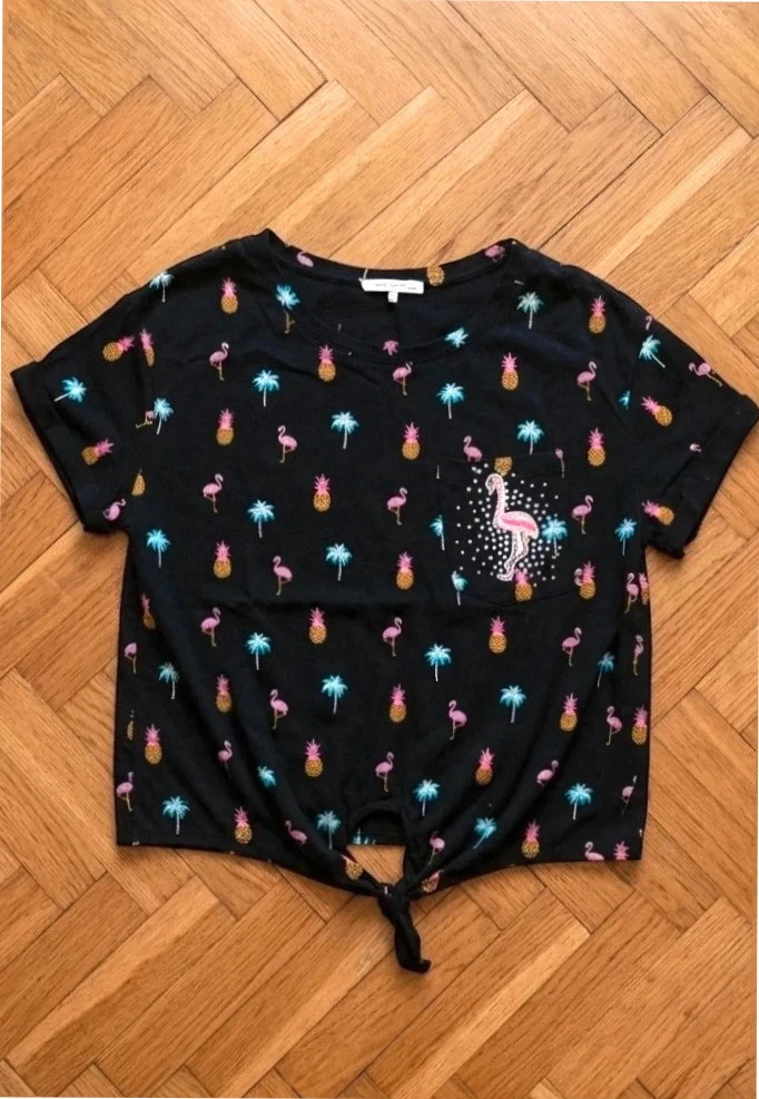 Camiseta Flamencos y Piñas S/M - Nudo Frontal – taille S / 36 / 8