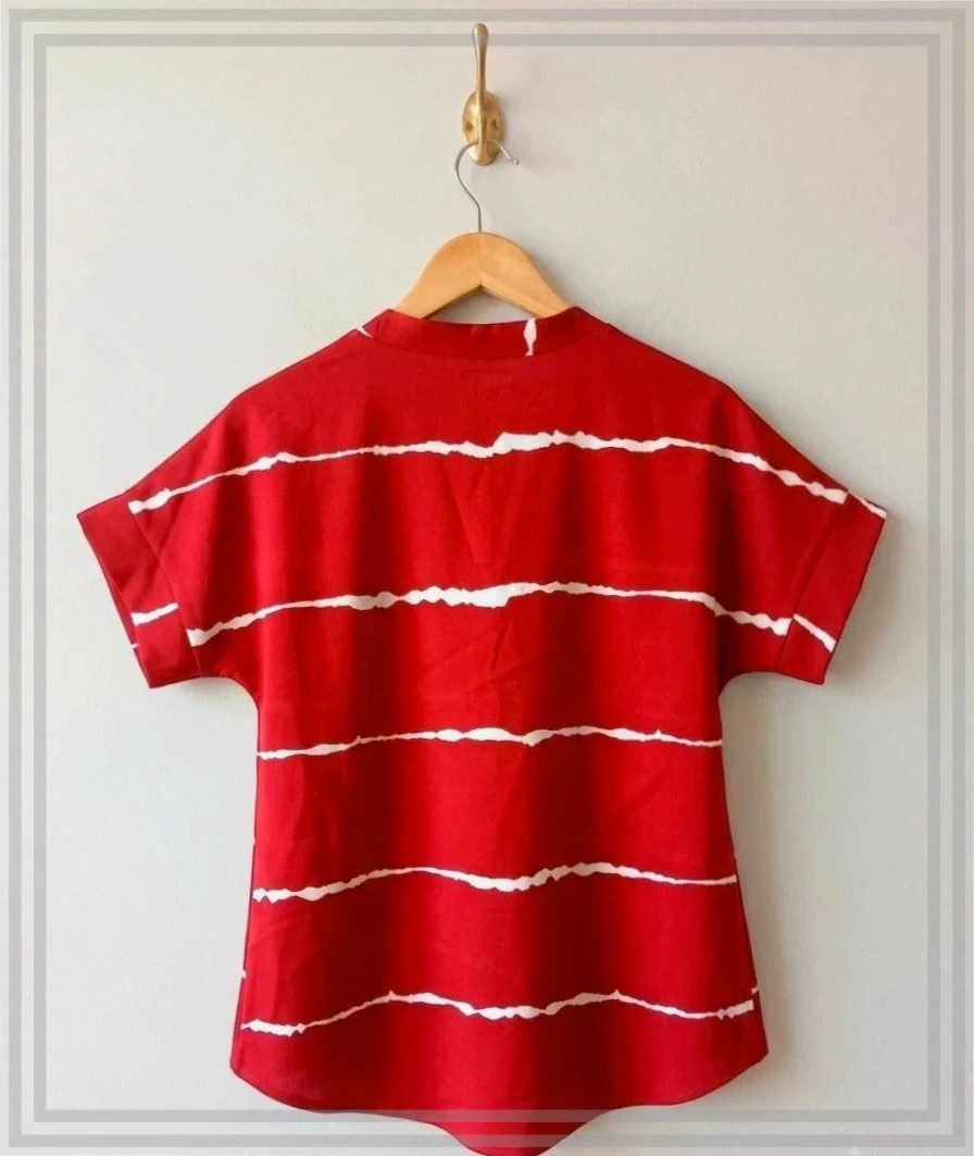 Blusa Roja Estampado De Rayas Irregulares - Talla M – taille M / 38 / 10 2