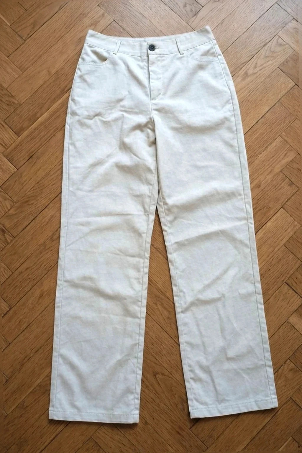 Pantalones Anchos De Tiro Alto Color crema / High-Waisted – taille M / 38 / 10