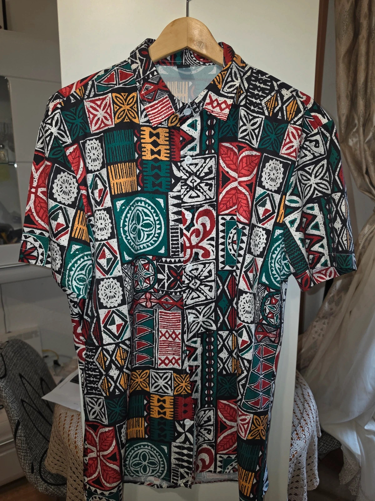 Camisa de Manga Corta Estampado Étnico / Tribal