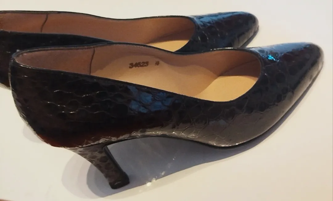 Escarpins chic Pierre Laurence noirs effet serpent T.37 Made in France – Pierre Lairence – taille EU 37 6