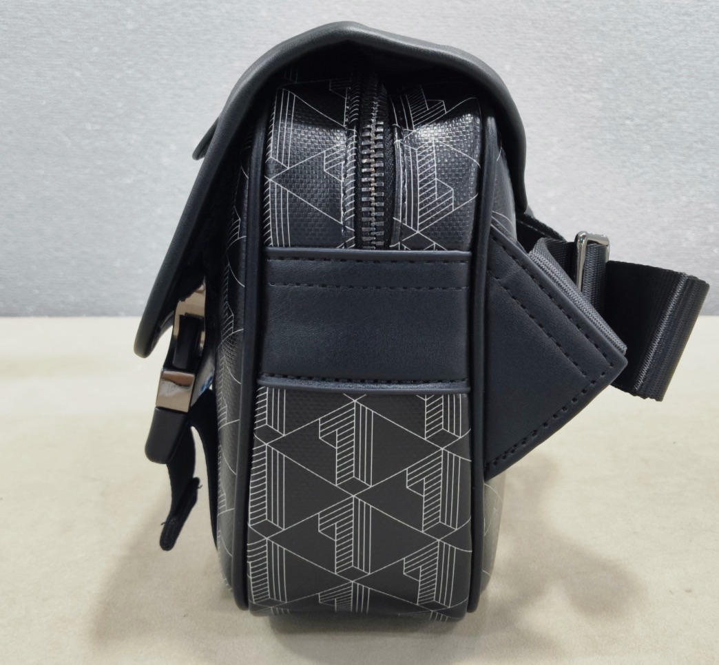 Sac bandoulière Lacoste noir à motif monogramme – Lacoste – taille Taille unique 3