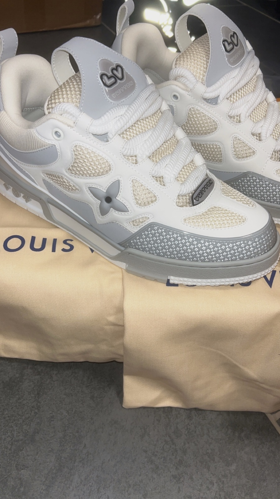 Baskets Louis Vuitton LV Skate blanc et gris – Louis Vuitton – taille EU 44 4