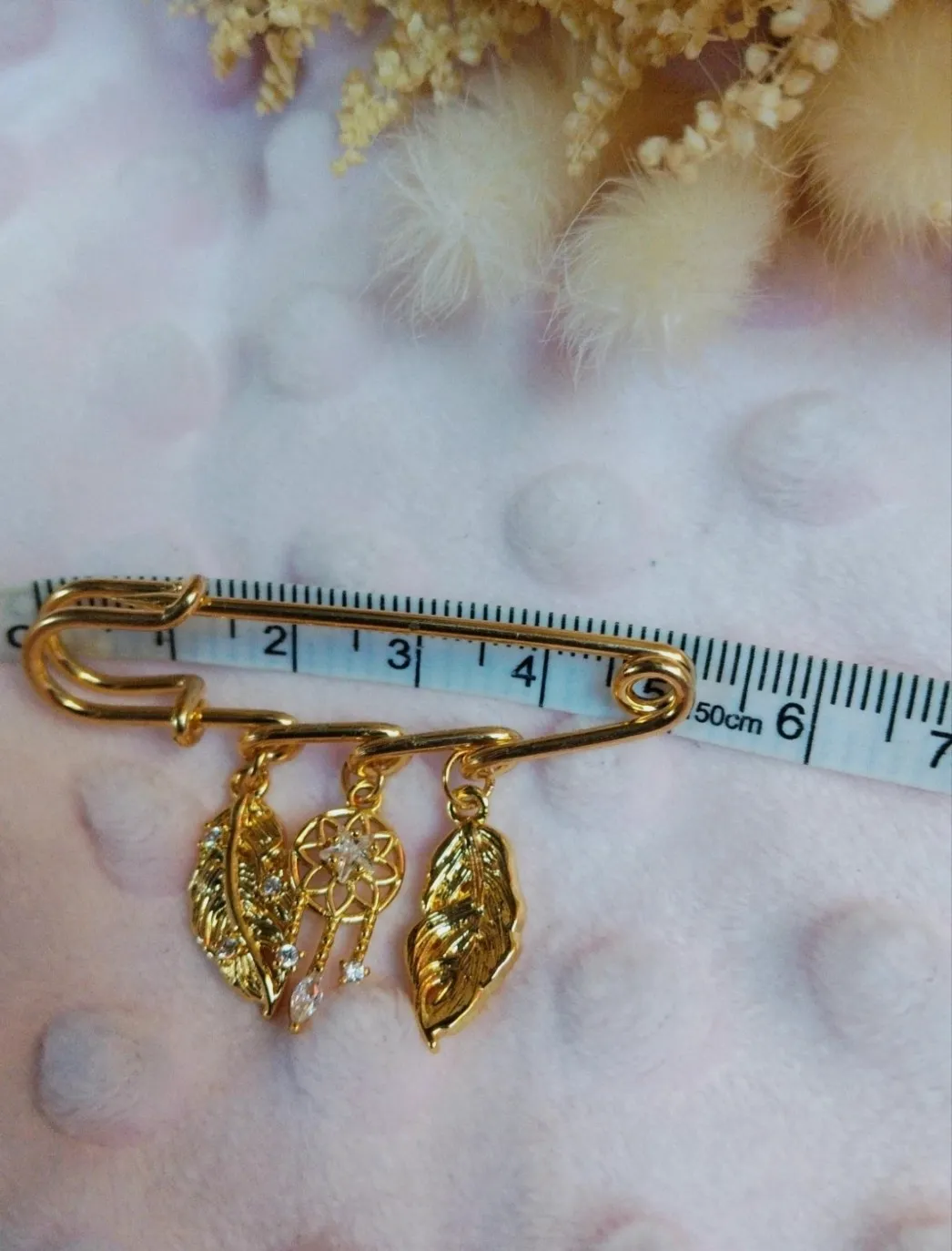 Broche épingle attrape rêve, dorée, strass  – Handmade 3
