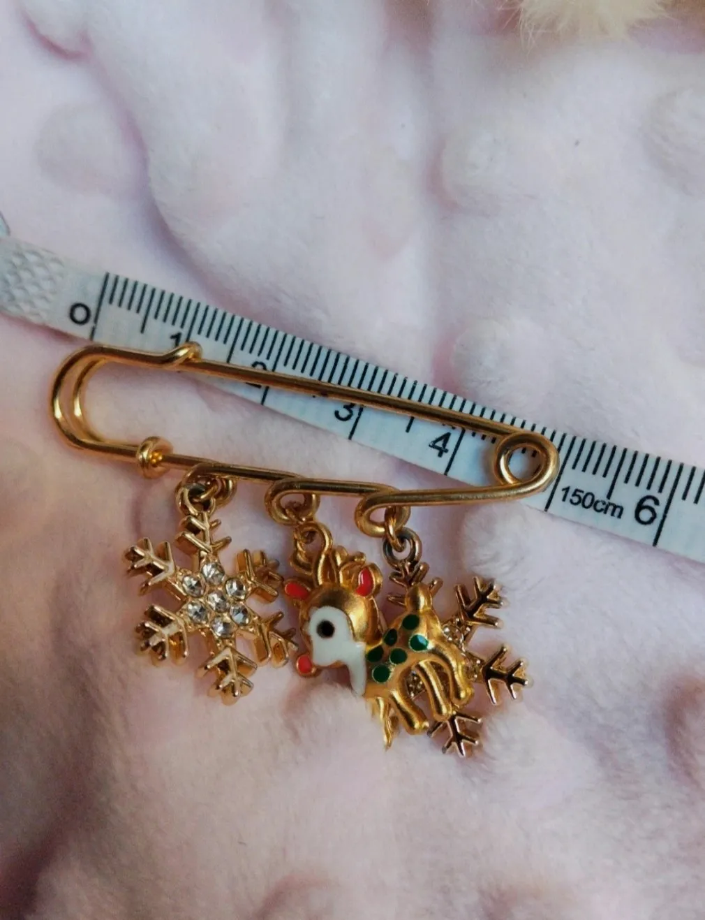 Broche épingle de Noël, dorée, strass – handmade 3