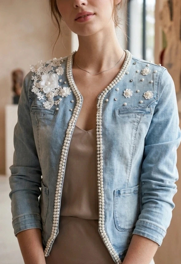 Veste en jean ajustée style chic & romantique