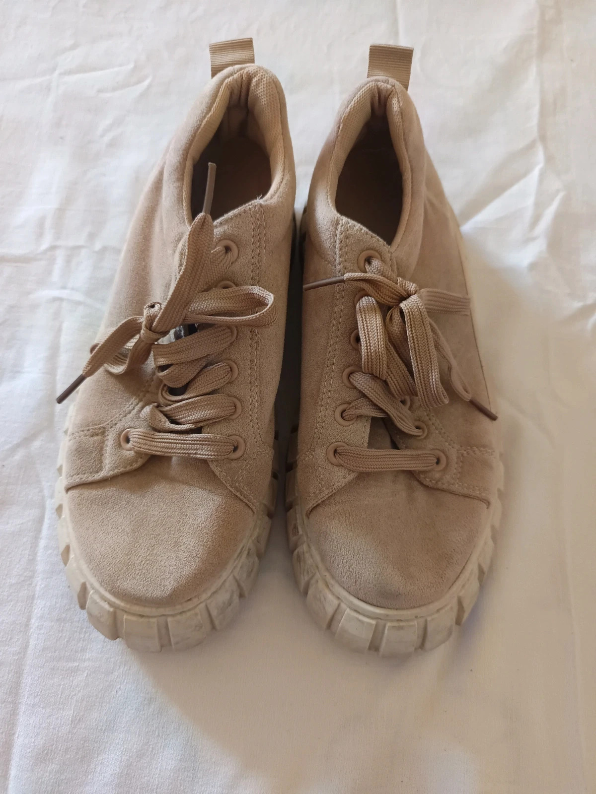Zapatillas plataforma beige / Baskets plateforme beige / Beige platform sneakers - Talla 37 – sin marca – taille 37 2