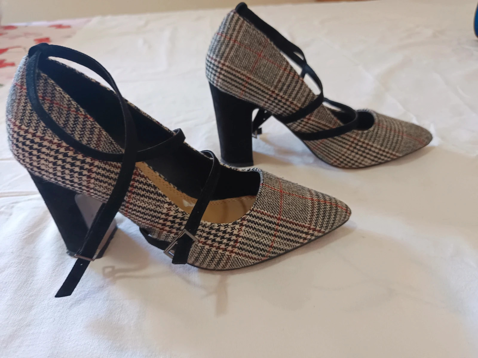 Zapatos tacon cuadro Gales / Escarpins motif prince de Galles / Plaid heels - Marypaz Talla 38