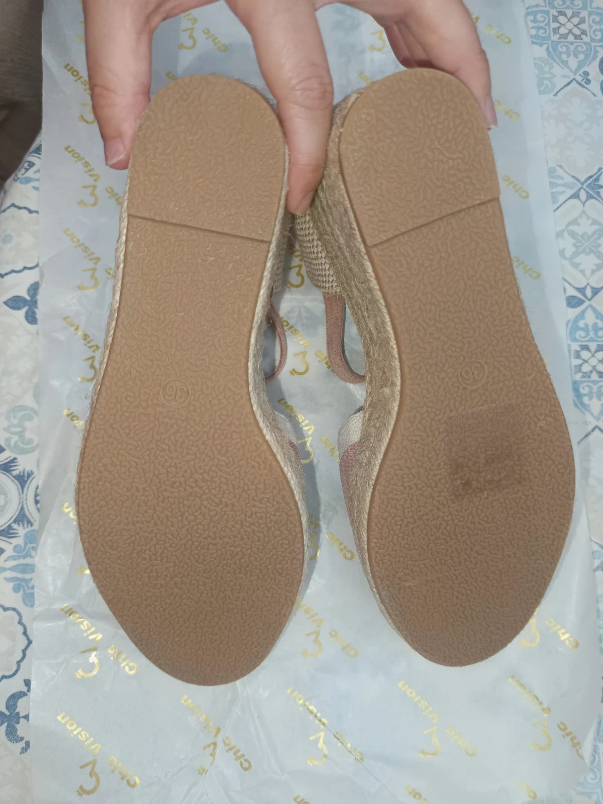 Alpargatas de cuña / Pink Wedge Espadrilles / Espadrilles compensées roses - Talla 36 – Chic Vision – taille EU 36 3
