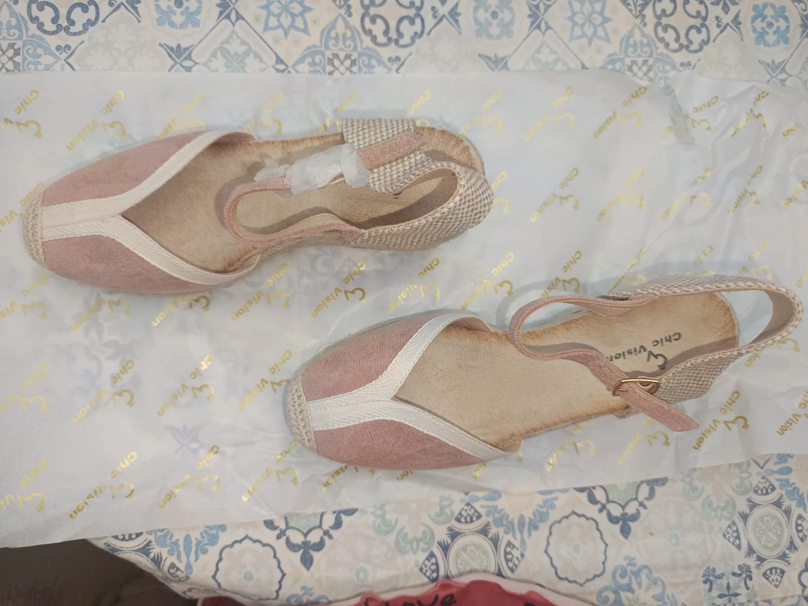 Alpargatas de cuña / Pink Wedge Espadrilles / Espadrilles compensées roses - Talla 36 – Chic Vision – taille EU 36 2