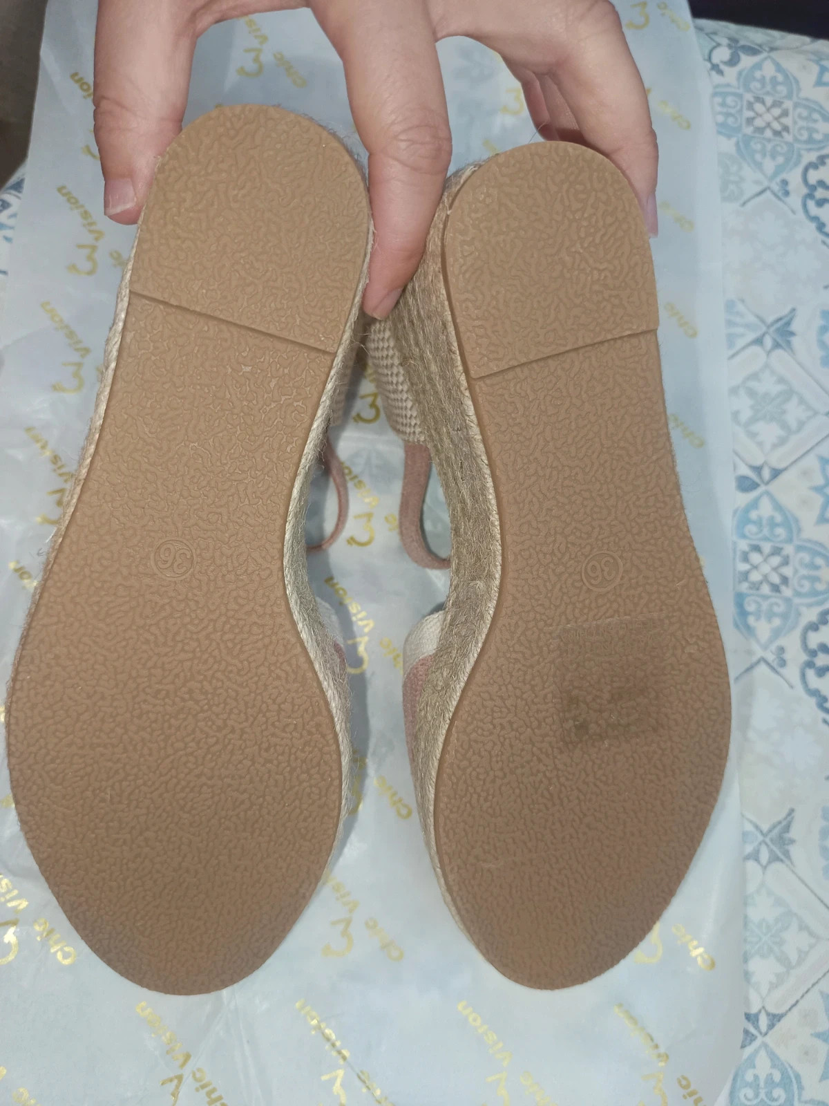 Alpargatas de cuña / Pink Wedge Espadrilles / Espadrilles compensées roses - Talla 36 – Chic Vision – taille EU 36 4