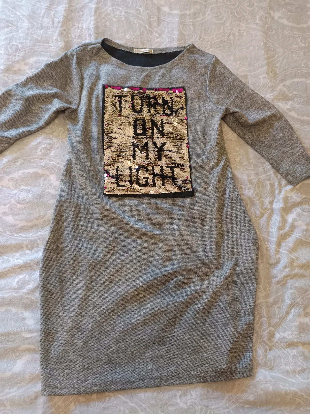 Vestido jersey gris lentejuelas | Robe grise sequins | Grey Jumper dress sequins - Talla S/M – Sweet Miss – taille M / 38 / 10 2