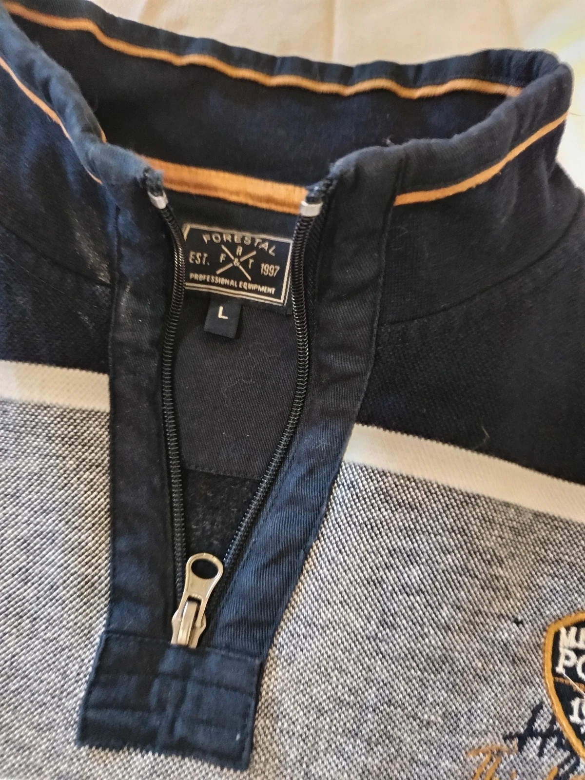 Sudadera / Jersey Polo Hombre Forestal Azul y Gris Talla L | Half Zip Vintage Y2K – Forestal – taille L 4