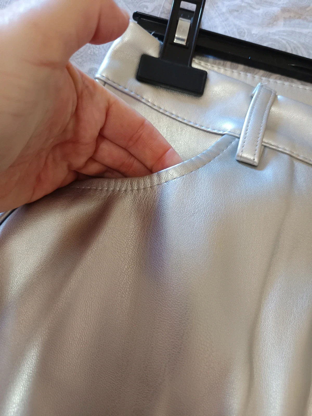 Falda larga efecto piel plateada | Jupe longue métallisé | Metallic skirt - Talla M/L – Local – taille M / 38 / 10 4
