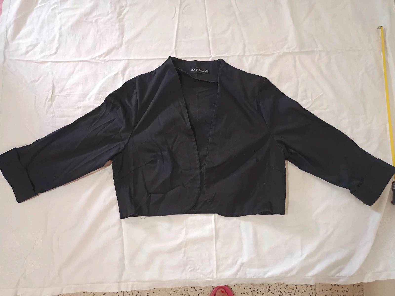 Torera chaqueta corta negra | veste courte boléro noire | black cropped blazer - Talla 48