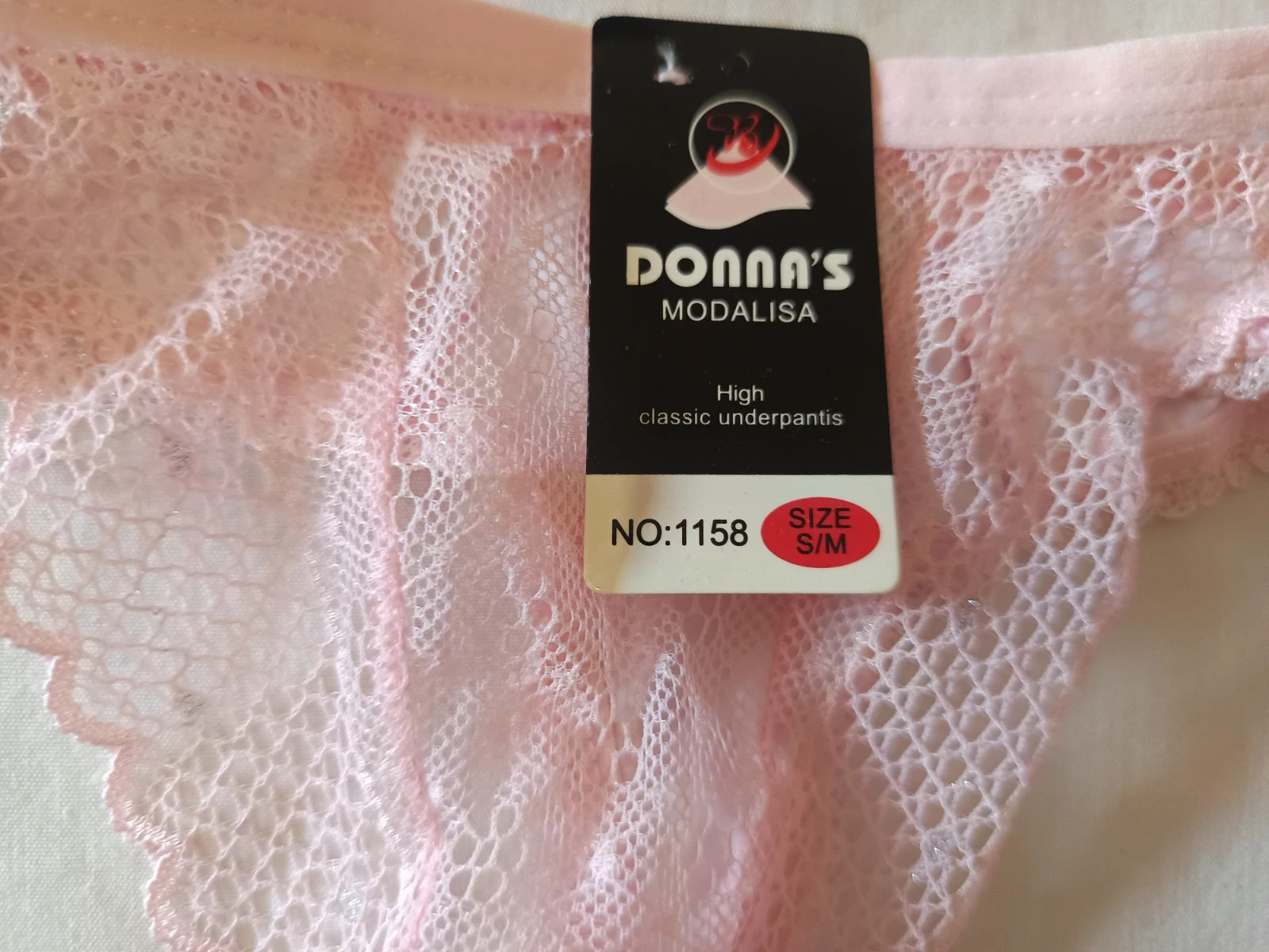 Tanga / String vintage estilo Y2K de encaje y estampado vichy rosa y blanco 🌸 – Donna's – taille S / 36 / 8 2