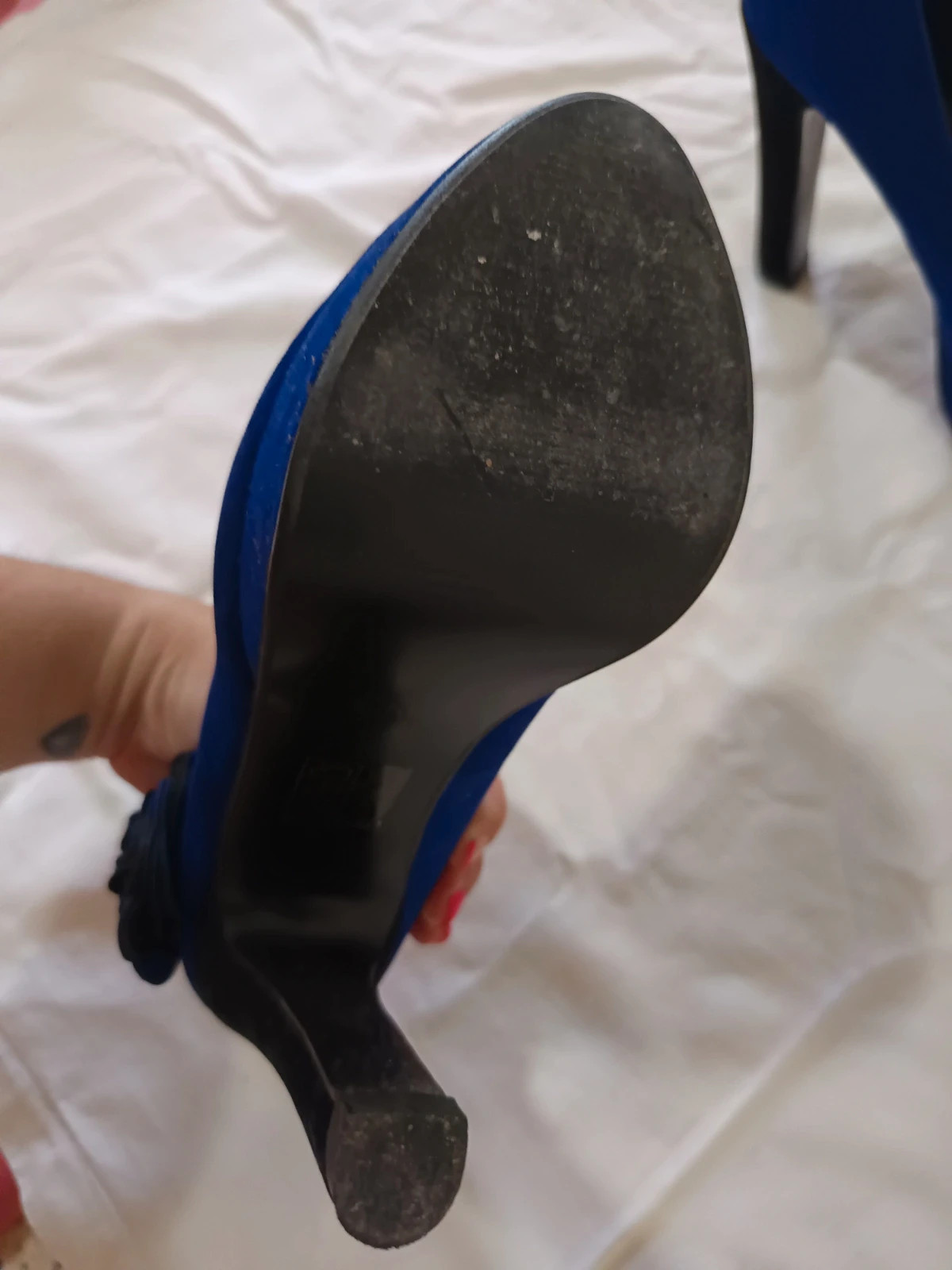 Zapatos de Tacón Azul Klein / Eléctrico con Plataforma y Flor (Talla 36) – Aire – taille 36 5