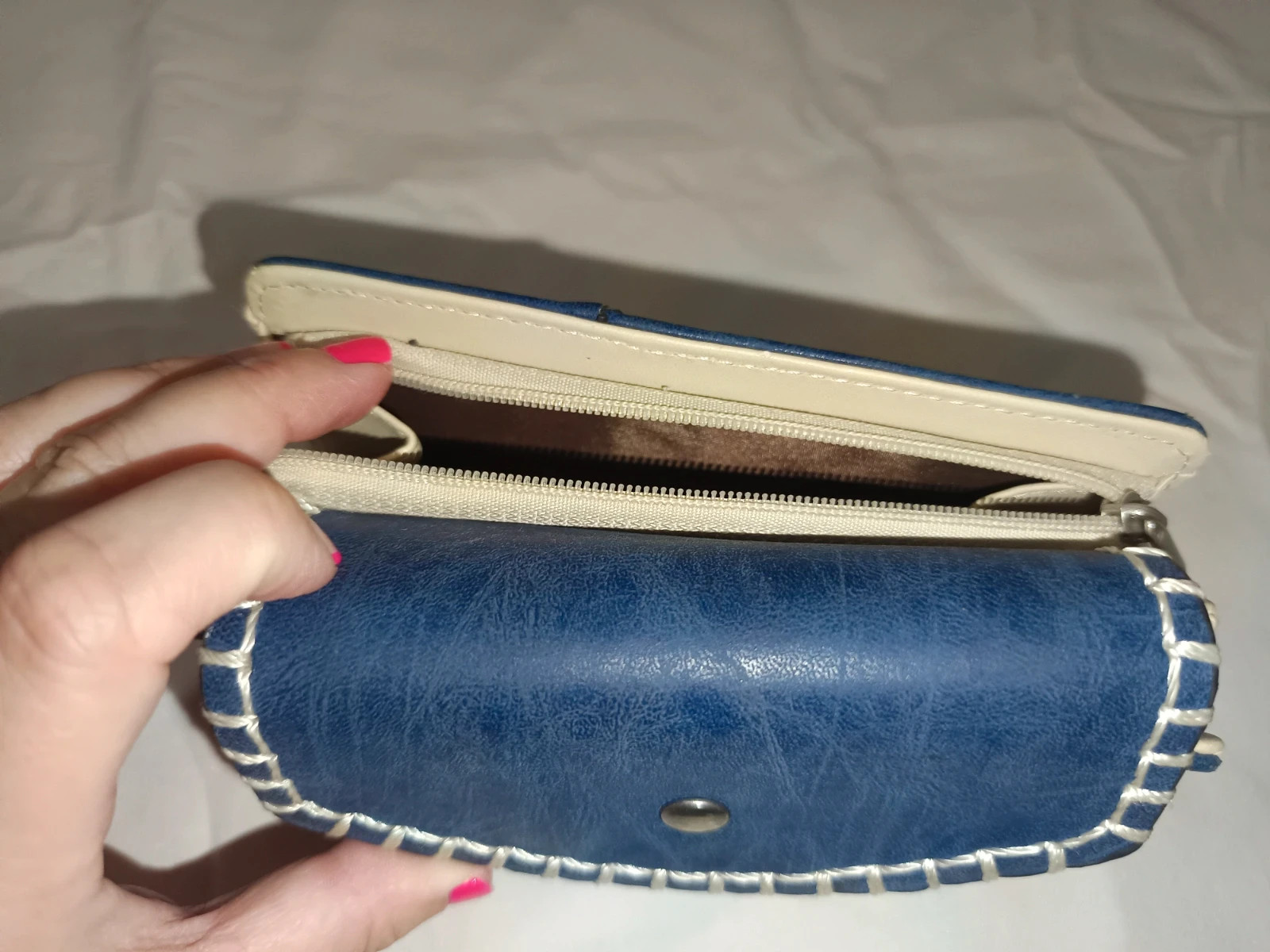 Cartera / Monedero Mujer CareLi Azul Marino y Beige | Estilo Vintage Y2K – Careli 5