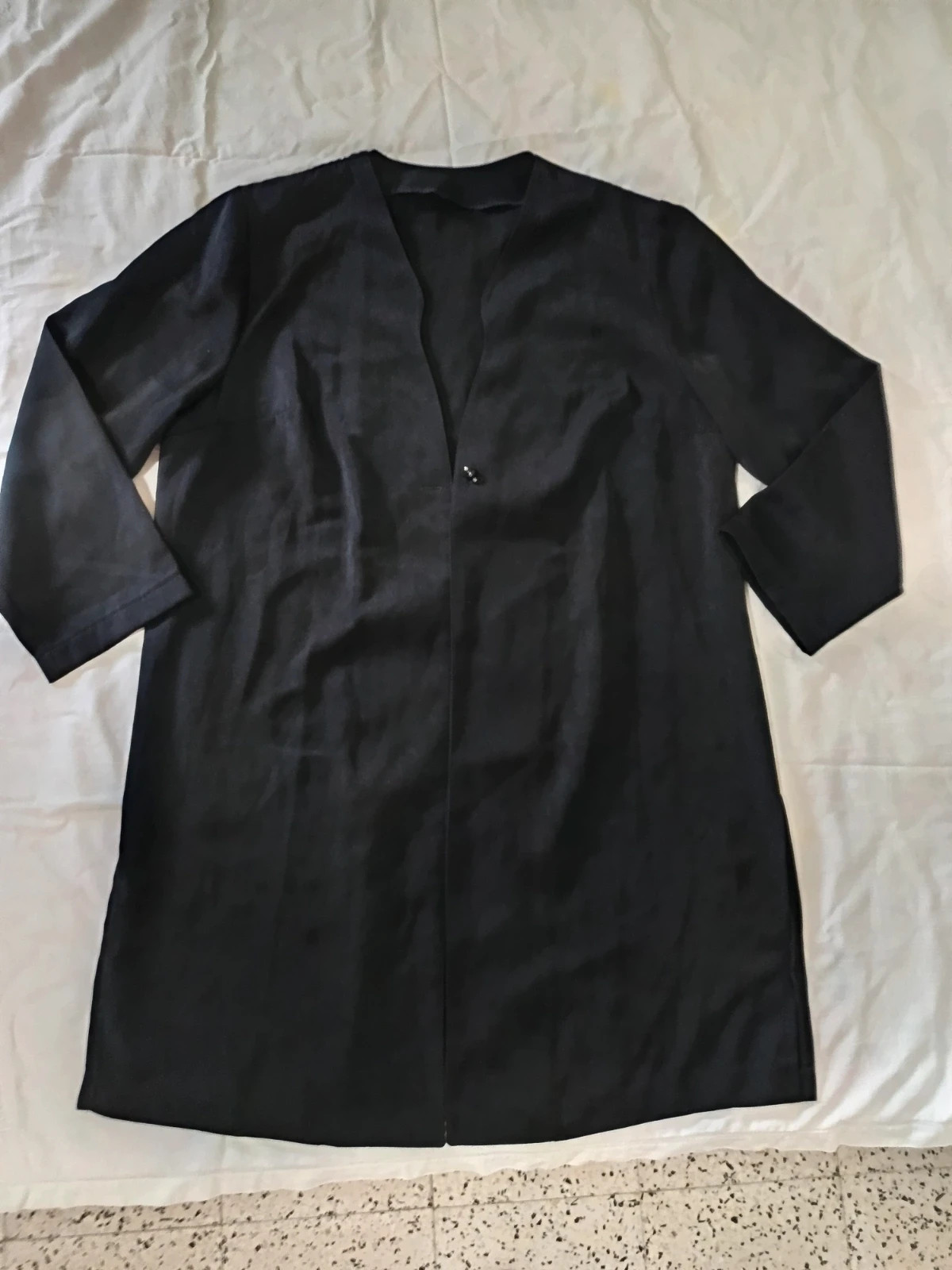 Chaqueta Larga / Kimono Negro Vintage Elegante – Talla Grande (52) – JFM – taille 4XL