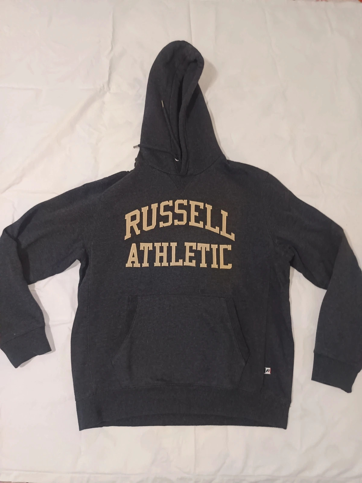 Sudadera Russell Athletic M Gris Vigoré | Hoodie College Vintage Y2K
