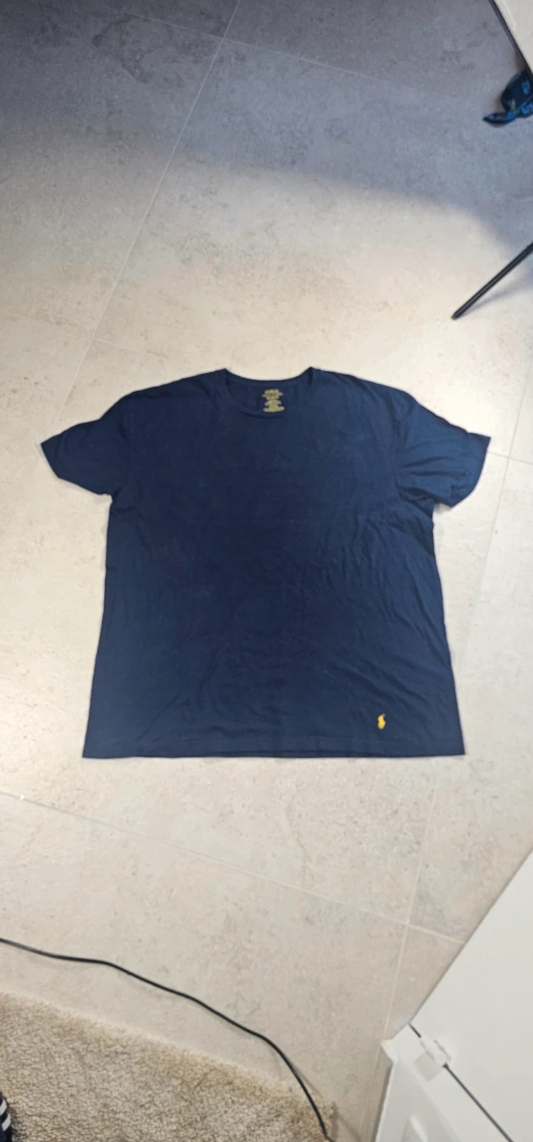T-Shirt Ralph Lauren Bleu Marine – Logo Jaune – Homme 2XL 🐎