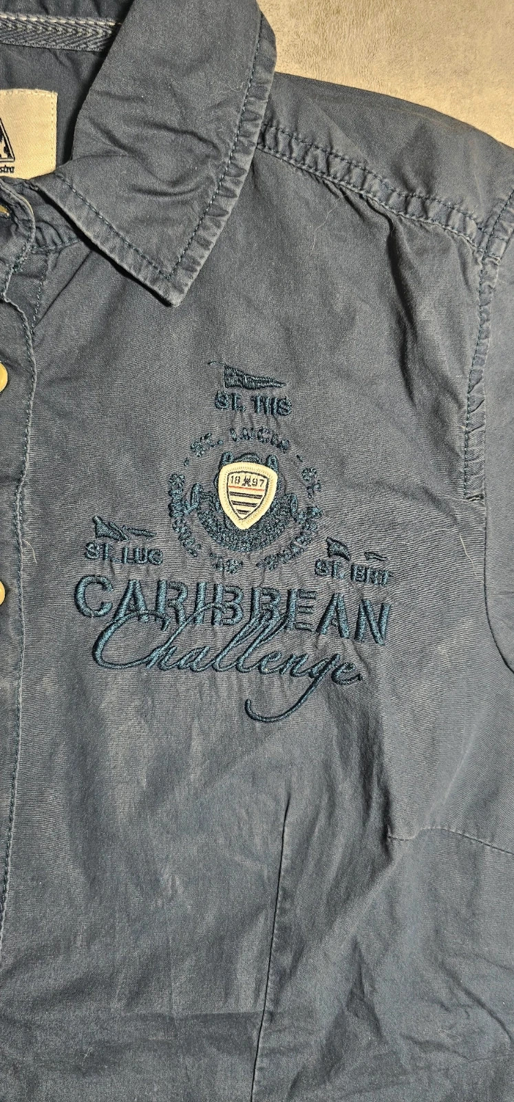 Chemise Gaastra manches courtes bleu marine nautique homme S – Vintage Dressing – taille S 4